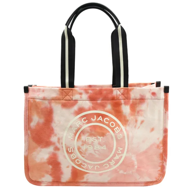 【MARC JACOBS】圓標LOGO渲染帆布肩背大托特包購物包(橘 大)