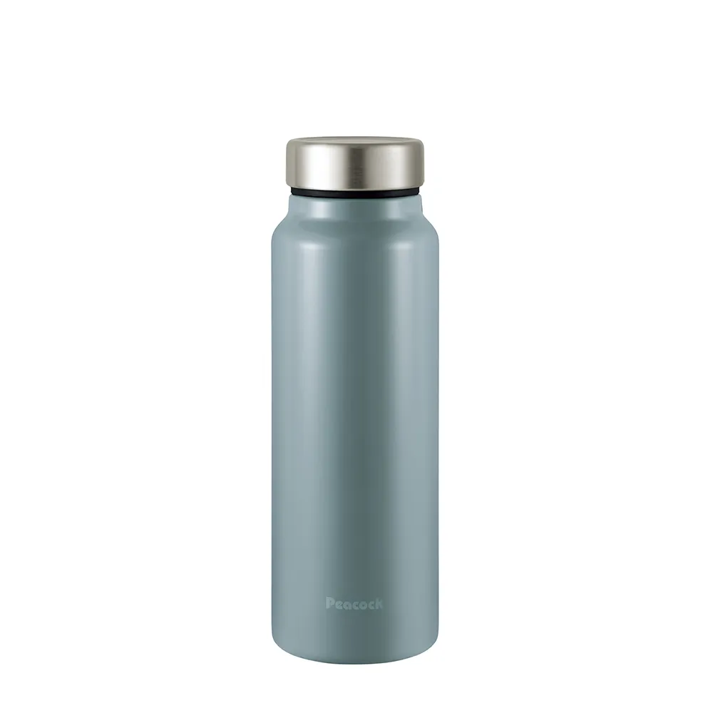 【Peacock 日本孔雀】商務休閒 不鏽鋼保冷保溫杯600ML-灰藍(輕量化設計)(保溫瓶)