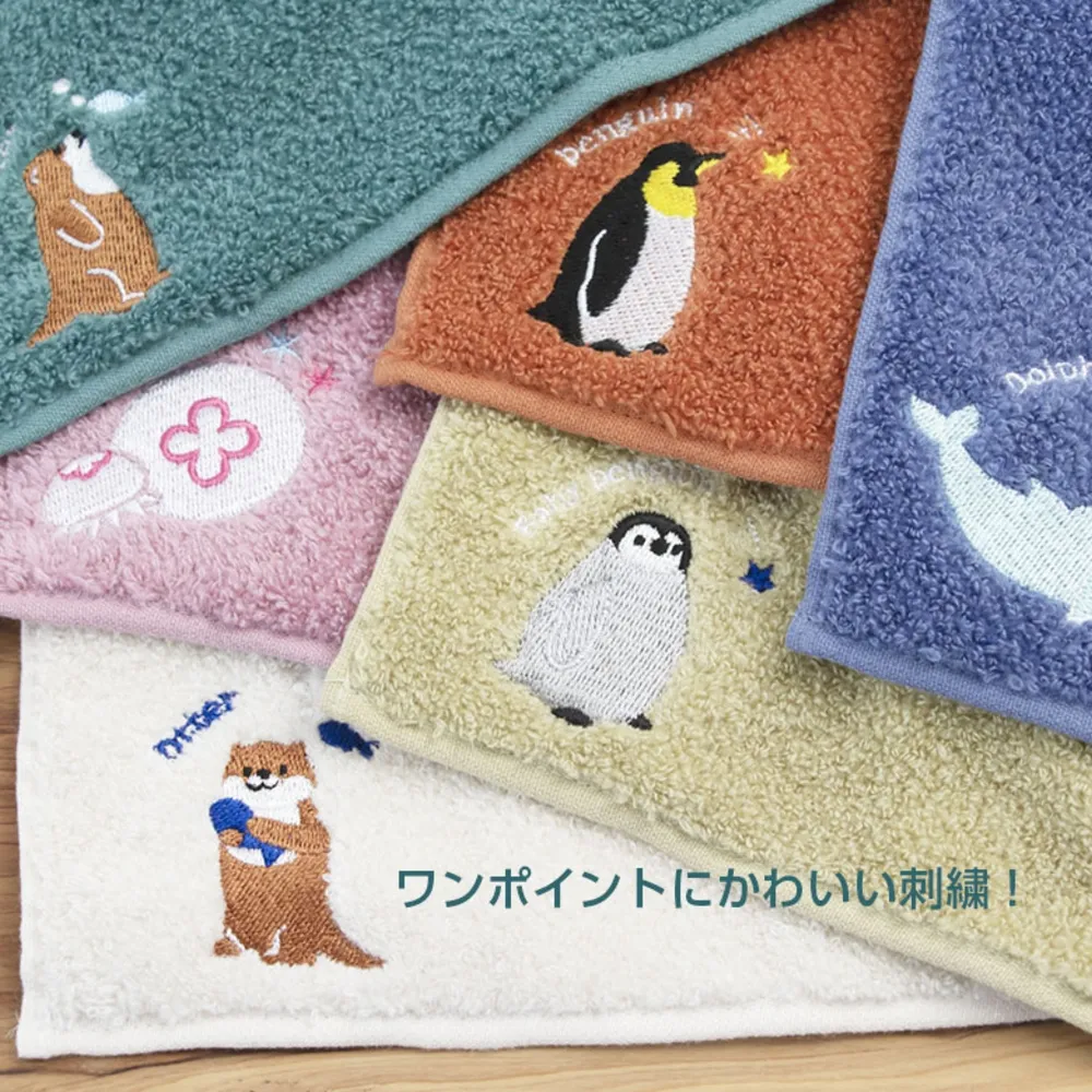 【日本 ZOOTTO 今治製造】100%有機棉動物刺繡款強吸水小方巾毛巾(TM2307-175)