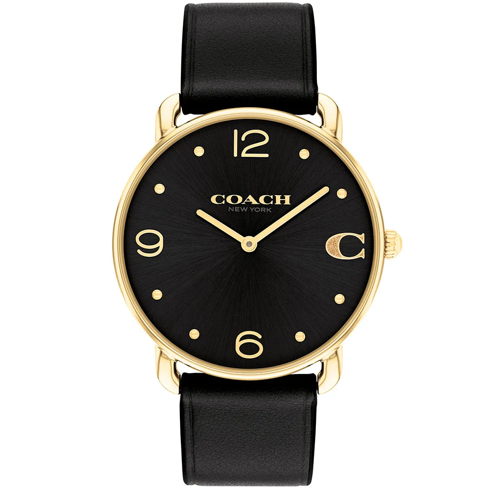【COACH】官方授權經銷商 Elliot 簡約大數字面盤手錶-36mm/黑X金 送禮 禮物(14504245)