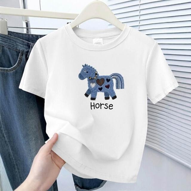 【巴黎精品】現貨+預購 純棉短袖T恤寬鬆圓領上衣(小馬印花大尺碼女裝女上衣8款b6a21 A)