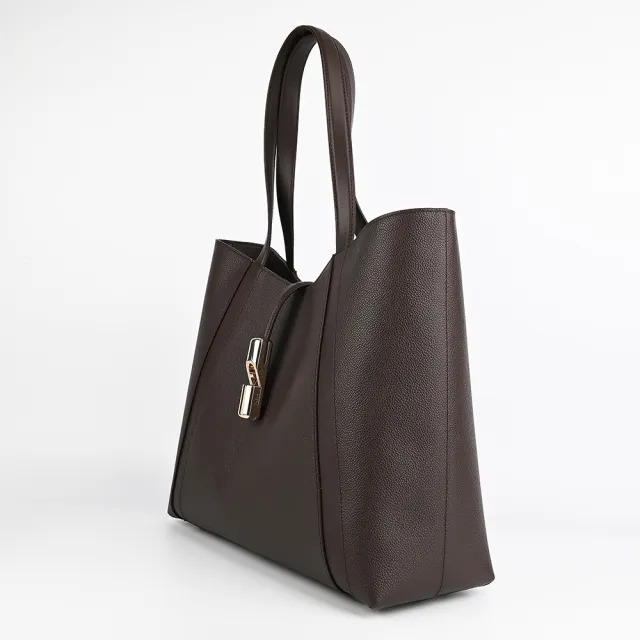 【FURLA 芙拉】Goccia L 手提/肩背托特包(咖啡)