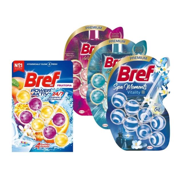 【Bref 妙力】懸掛式馬桶清潔球50g*2-共6串(新!蜜桃百香/麝香薄荷/永恆紫羅蘭/清爽橙花)