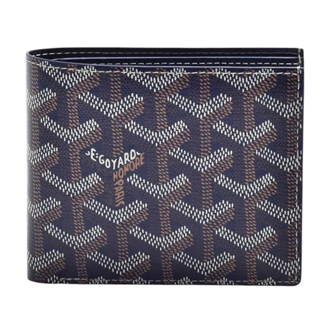【GOYARD 高雅德】經典滿版LOGO手工帆布摺疊短夾(藍色)