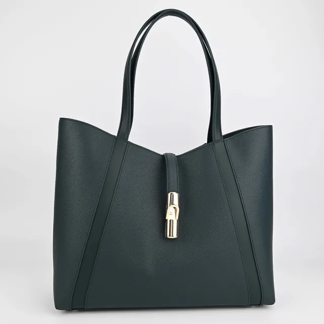 【FURLA 芙拉】Goccia L 手提/肩背托特包(墨綠)