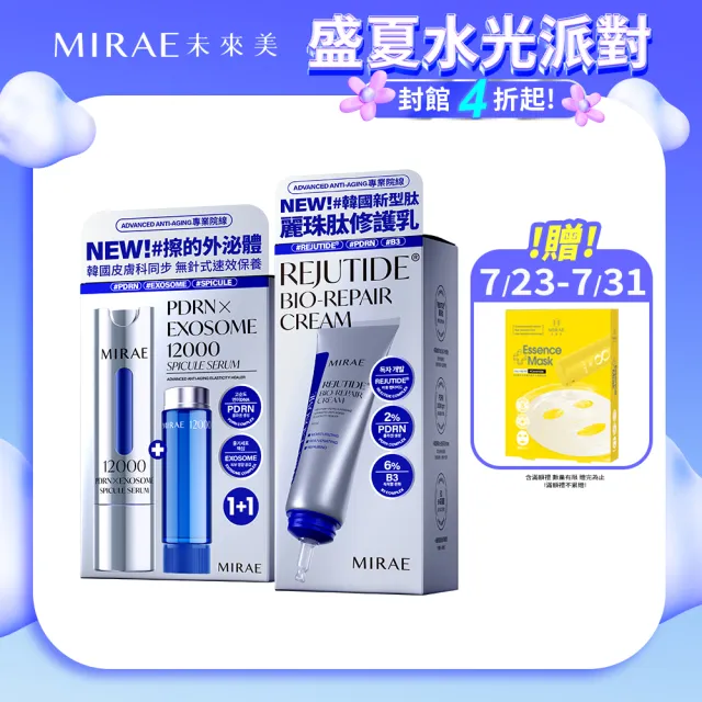 【MIRAE 未來美】專業院線PDRN+牛奶外泌體新生精華+PDRN麗珠肽修護新生乳