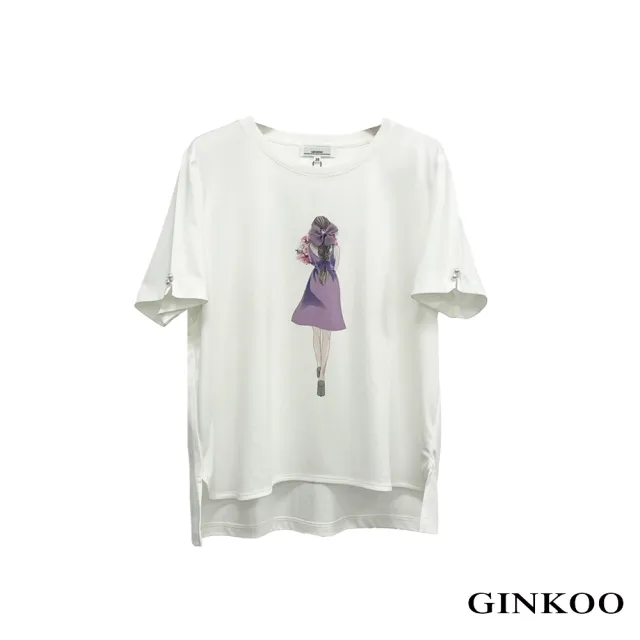 【GINKOO 俊克】浪漫背影印花圓領棉T