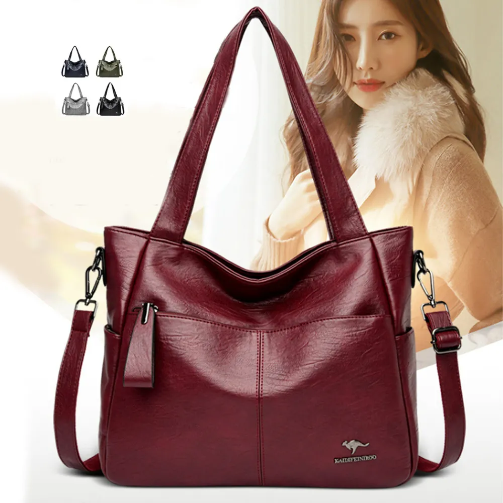 【Amay Style 艾美時尚】女包 真皮包 側背包 復古牛皮大容量肩背托特包(5色.現貨+預購)
