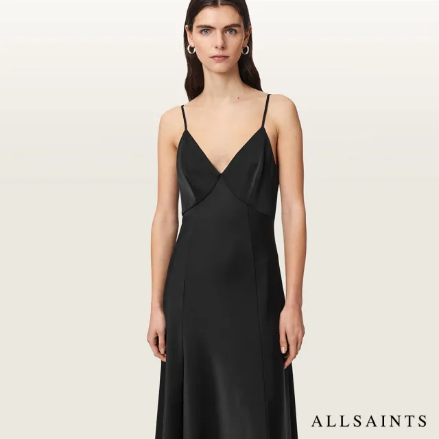 【ALLSAINTS】IRINA 細肩帶長洋裝-黑 W024DF(合身版型)