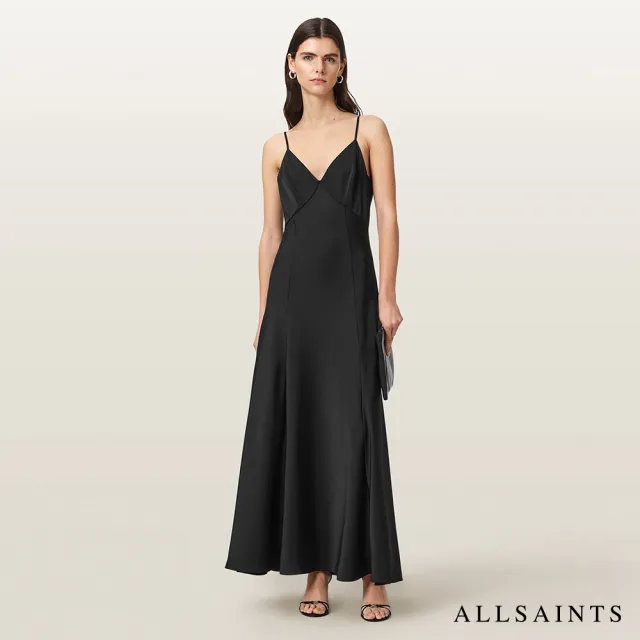 【ALLSAINTS】IRINA 細肩帶長洋裝-黑 W024DF(合身版型)