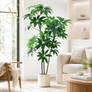 【Floral M】頂級擬真發財樹170cm大型仿真植栽(贈花盆)(仿真樹/免澆水/室內佈置/招財擺設/店面擺設)