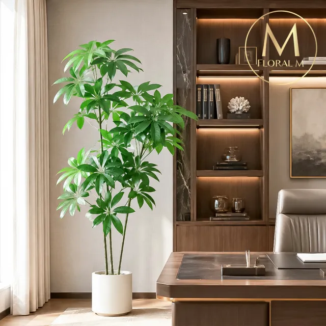 【Floral M】頂級擬真發財樹170cm大型仿真植栽(贈花盆)(仿真樹/免澆水/室內佈置/招財擺設/店面擺設)