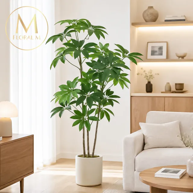 【Floral M】頂級擬真發財樹170cm大型仿真植栽(贈花盆)(仿真樹/免澆水/室內佈置/招財擺設/店面擺設)