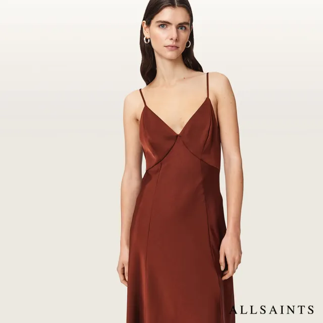 【ALLSAINTS】IRINA 細肩帶長洋裝-棕 W024DF(合身版型)