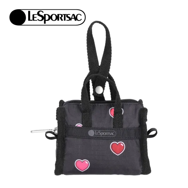【Lesportsac】Micro Weekender Charm 小吊掛飾零錢包 收納袋(愛心貼紙印花)