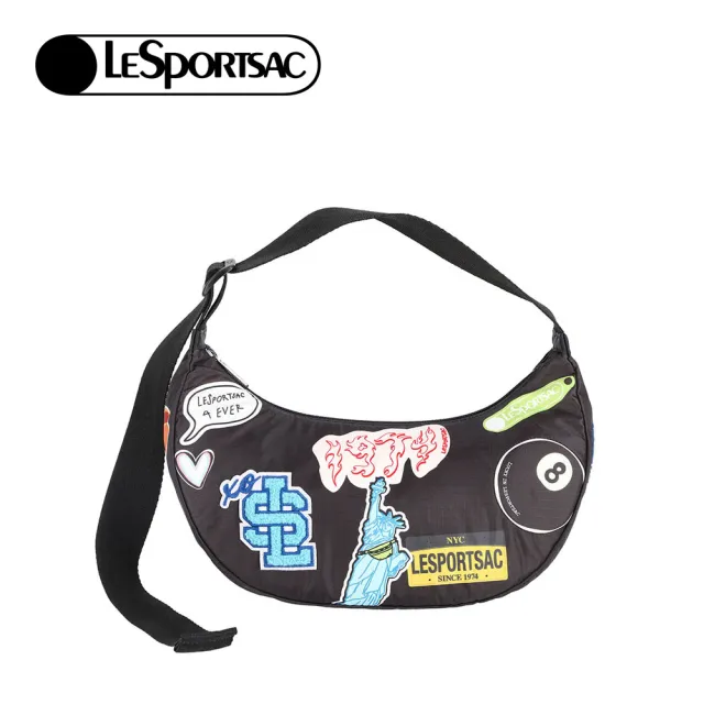 【Lesportsac】Patch Small Adjustable Hobo 小型肩背包 月亮包 手提包 送禮 禮物 推薦(美式拼貼風)