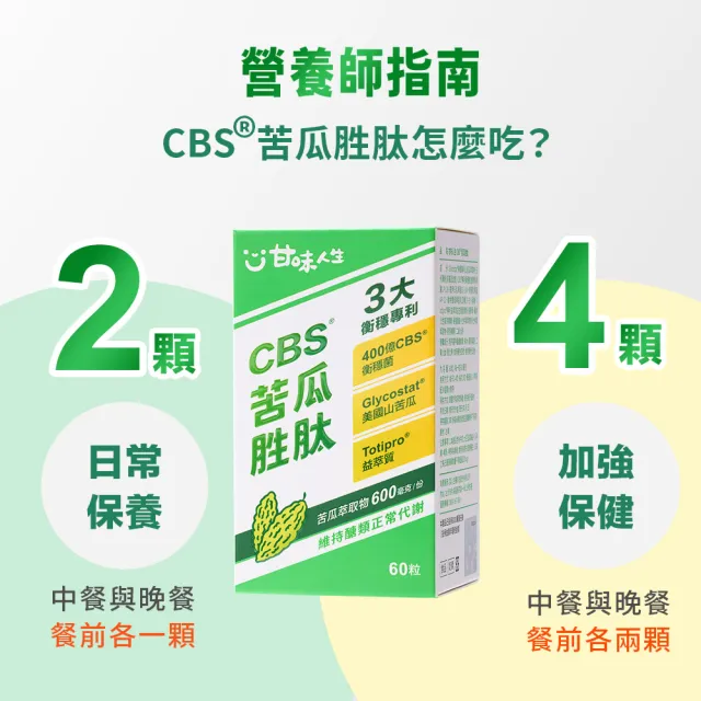 【甘味人生】CBS苦瓜胜月太(60粒x6盒加贈10入乙盒獨家CBS衡穩菌＋美國專利山苦瓜胜月太、保健禮盒)