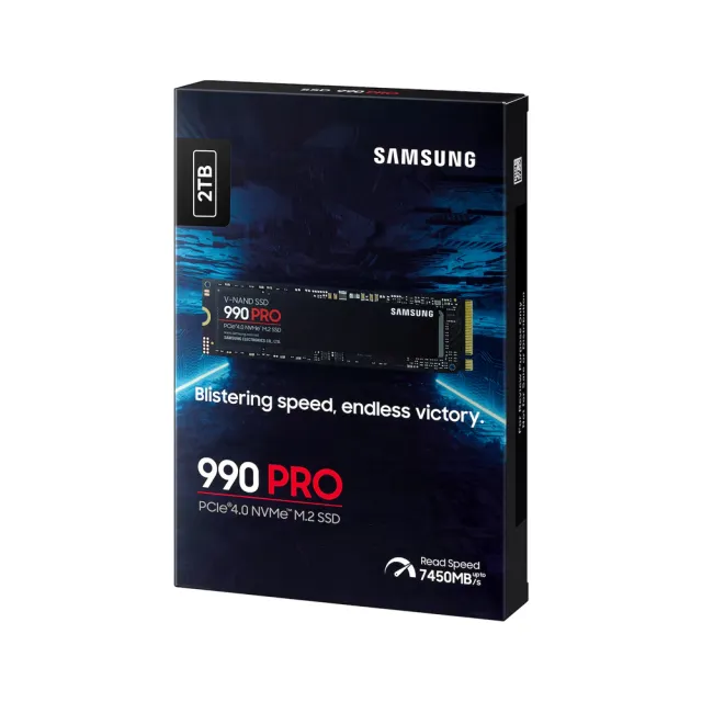 【Samsung 三星】990 PRO 2TB M.2 2280 PCIe 4.0 SSD固態硬碟(MZ-V9P2T0BW/讀7450M/寫6900M)
