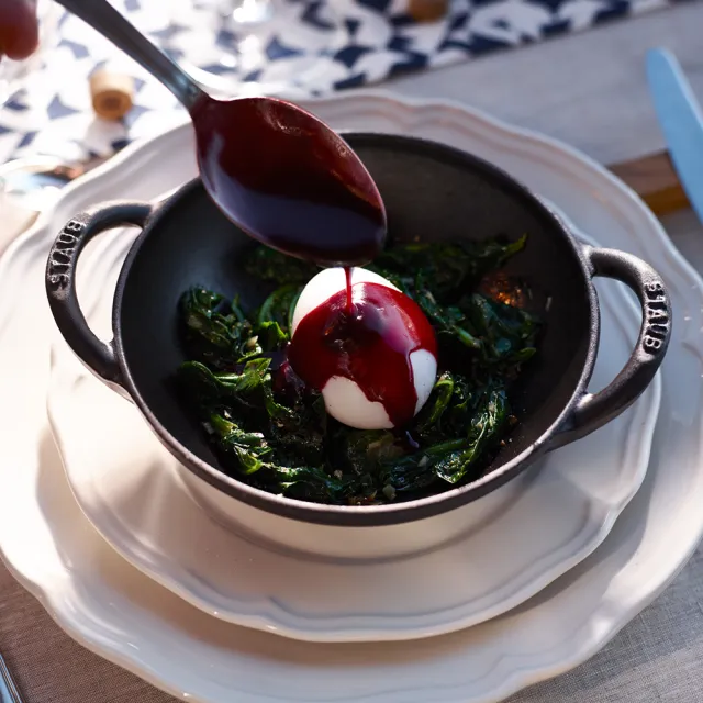 【STAUB】迷你煲琺瑯鑄鐵鍋16cm+圓形琺瑯鑄鐵平煎鍋16cm(德國雙人牌集團官方直營)