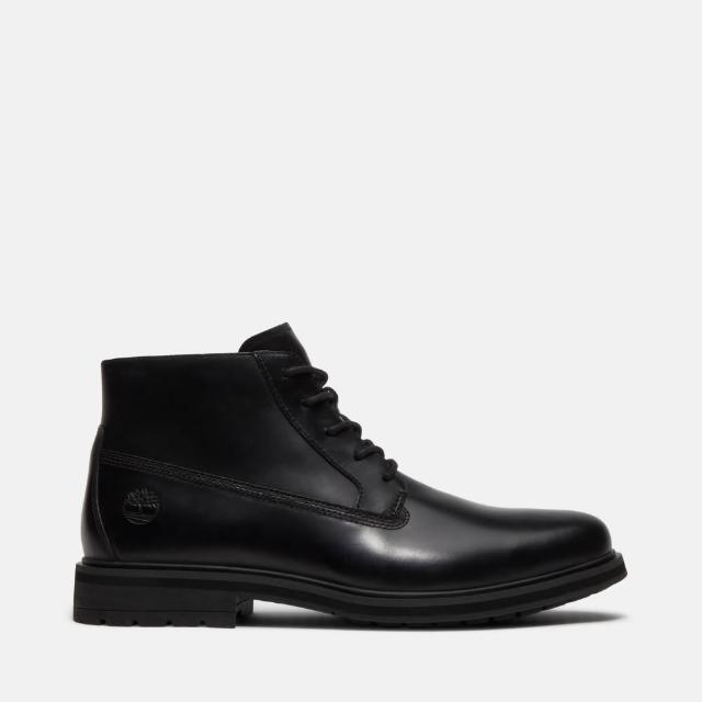【Timberland】男款黑色皮革中筒靴(A5NTSW02)