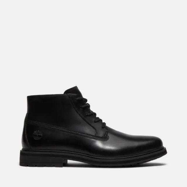 【Timberland】男款黑色皮革中筒靴(A5NTSW02)