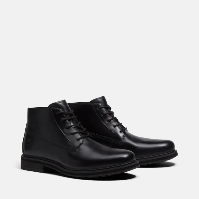 【Timberland】男款黑色皮革中筒靴(A5NTSW02)