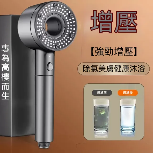 【Quality 聚家】花灑 過濾花灑 淋浴噴頭 渦輪增壓花灑 浴室蓮蓬頭 1.5米防爆管 五檔調節 ABS材質