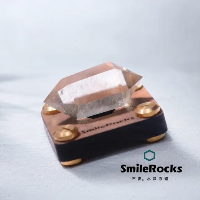 【SmileRocks 石麥】石麥水晶原礦 雙尖茶水晶 SmilePAD4.5X4.5cm 1000首選 No.62607260718