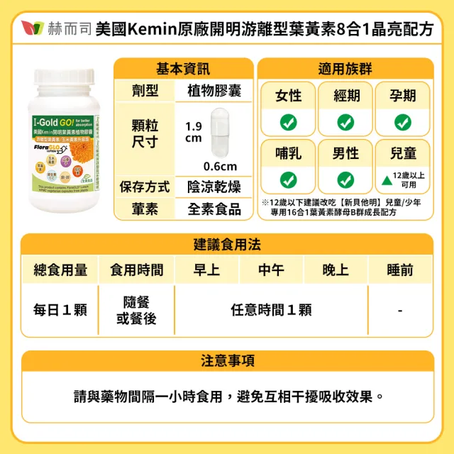 【赫而司】FloraGLO游離型葉黃素20mg 4罐(共120顆金盞花玉米黃素山桑子茄紅素CE鋅銅素食8合1美國Kemin開明)