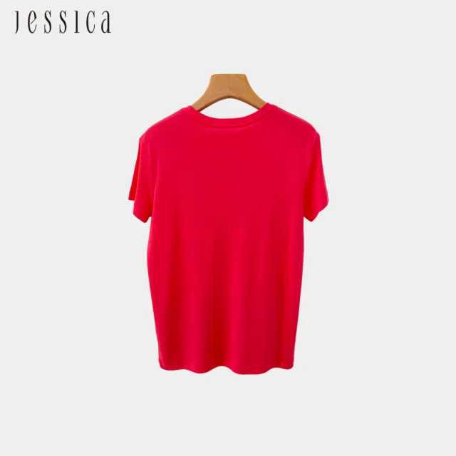 【JESSICA】舒適透氣純棉正肩短袖T恤（紅）243609
