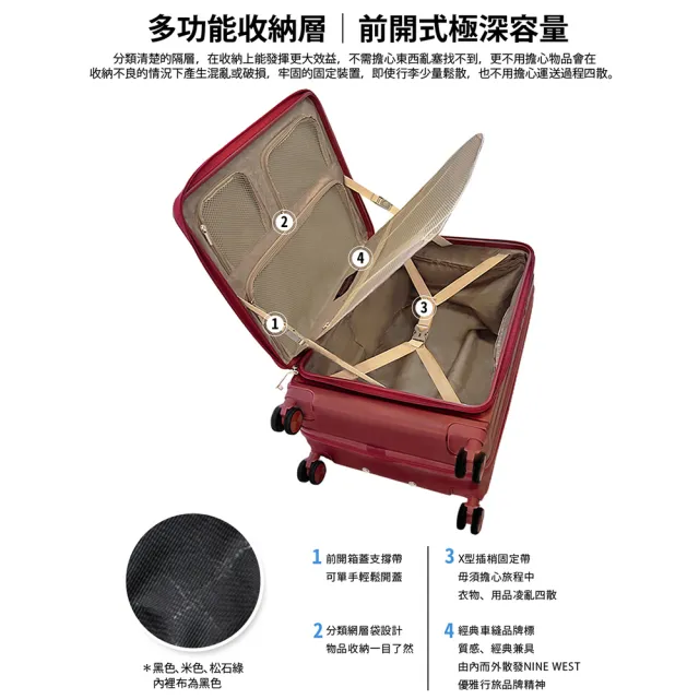 【NINE WEST】BYRON 經典直條 前開式 28 24 20吋行李箱 可加大 登機箱(均一價)