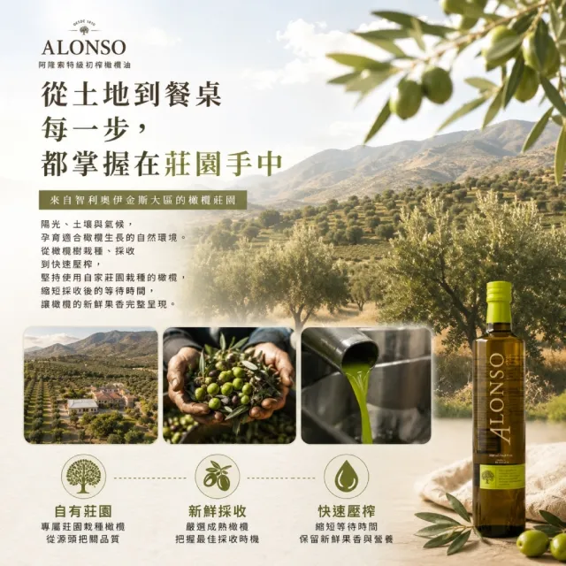【Alonso】特級冷壓初榨橄欖油 500ml(酸值低於0.2%是稀有珍貴的橄欖油)雙11