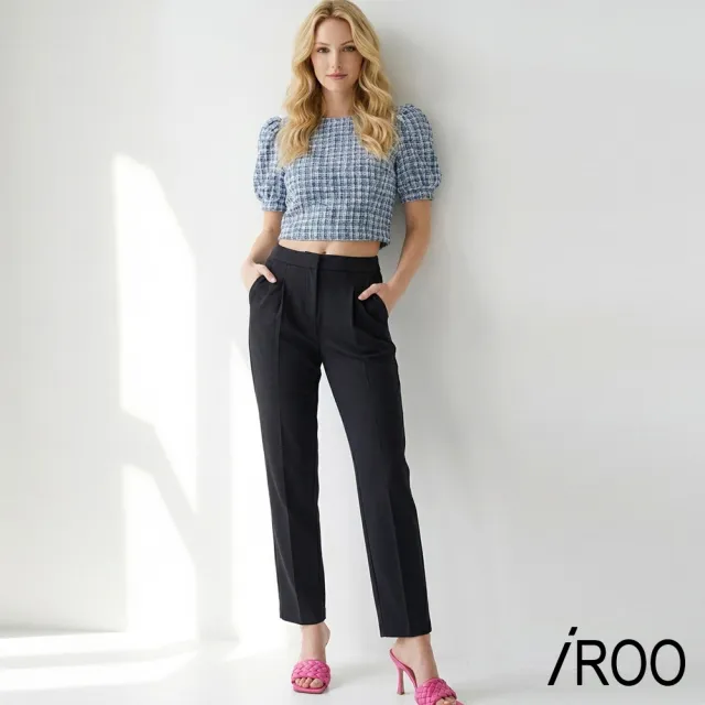 【iROO】精緻剪裁修身窄管褲