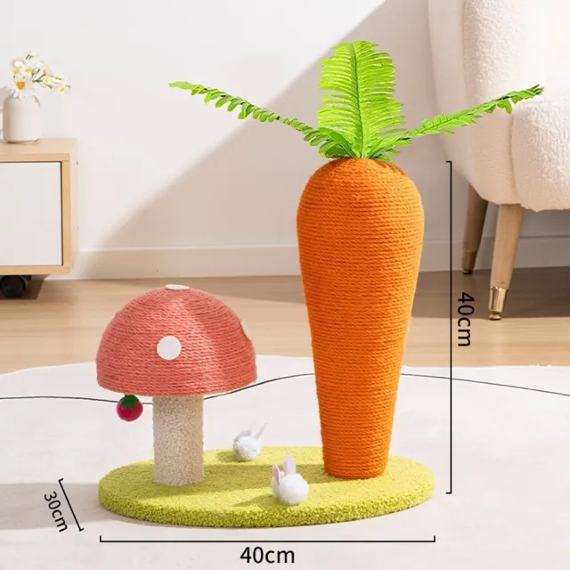 【科凌】胡蘿蔔蘑菇雙造型劍麻貓抓板 耐磨不掉屑 磨爪解悶傢俱
