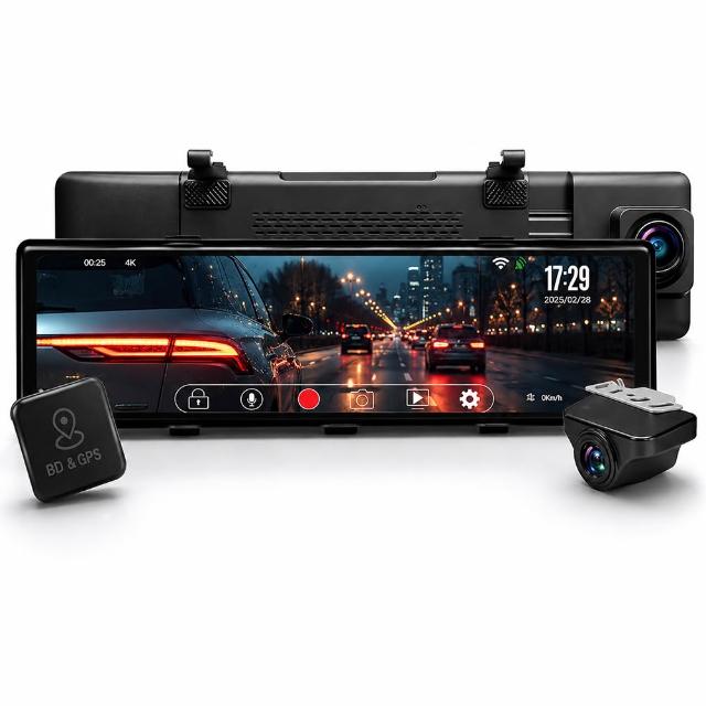 【PAIPAI 拍拍】4K+2K星光級GPS科技執法A550D PLUS+雙鏡頭後照鏡型行車記錄器(贈64G)