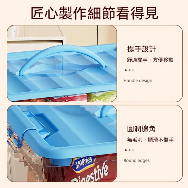 【Quality 聚家】收納箱 零食整理箱 塑料儲物架 58*41*31CM 55L 透明儲物盒 PP材質 帶滑輪