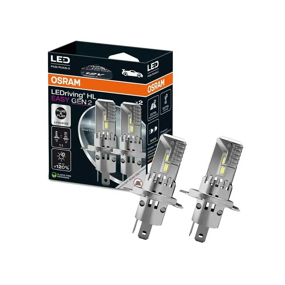 【Osram 歐司朗】LED直上型二代 6500K(H4-H19)汽車大燈-2入