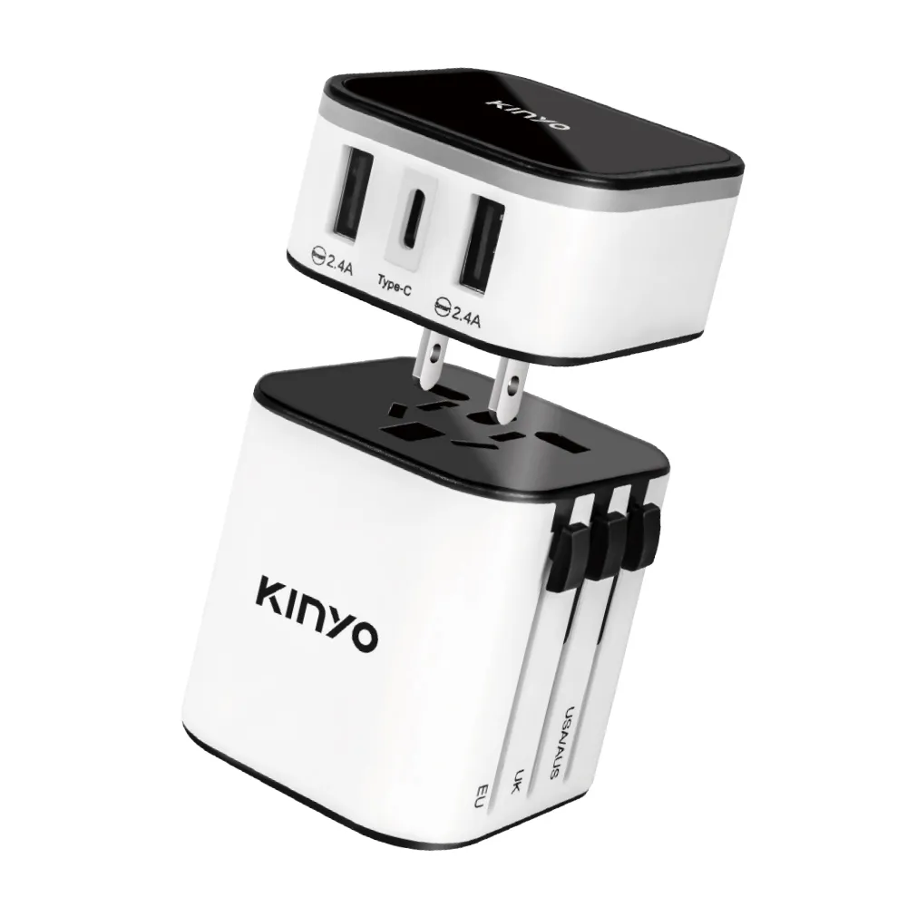【KINYO】多合一萬國轉接頭/萬國通用快充頭/MPP-3456-1(USB/Type-C雙認證)