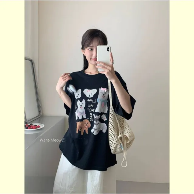 【Want-Meow】台灣現貨/90公斤可穿/大尺碼短袖上衣/短袖T恤/圖案T恤/寬鬆上衣/日系/Want Meow®招財貓旺鋪