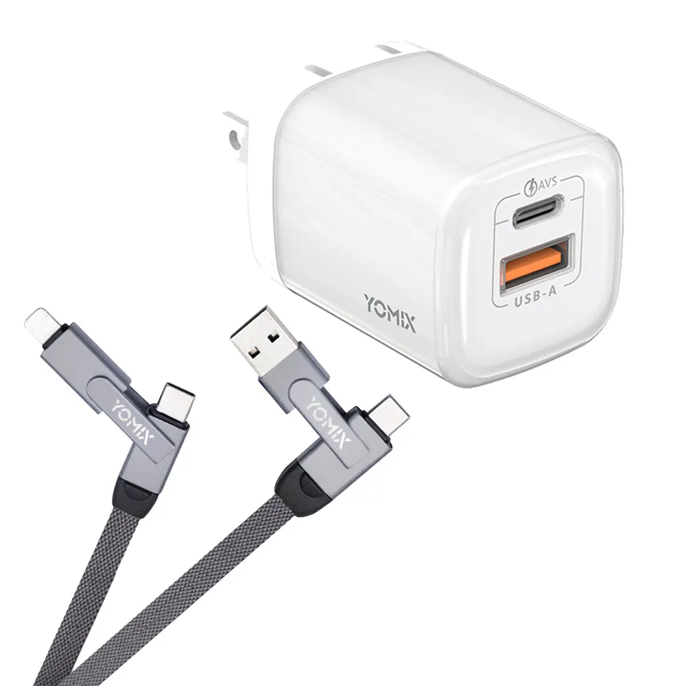【YOMIX 優迷】60W充電線★60W GaN氮化鎵迷你雙孔快充充電器(Type-C/USB-A/PD3.0/筆電快充/充電頭)