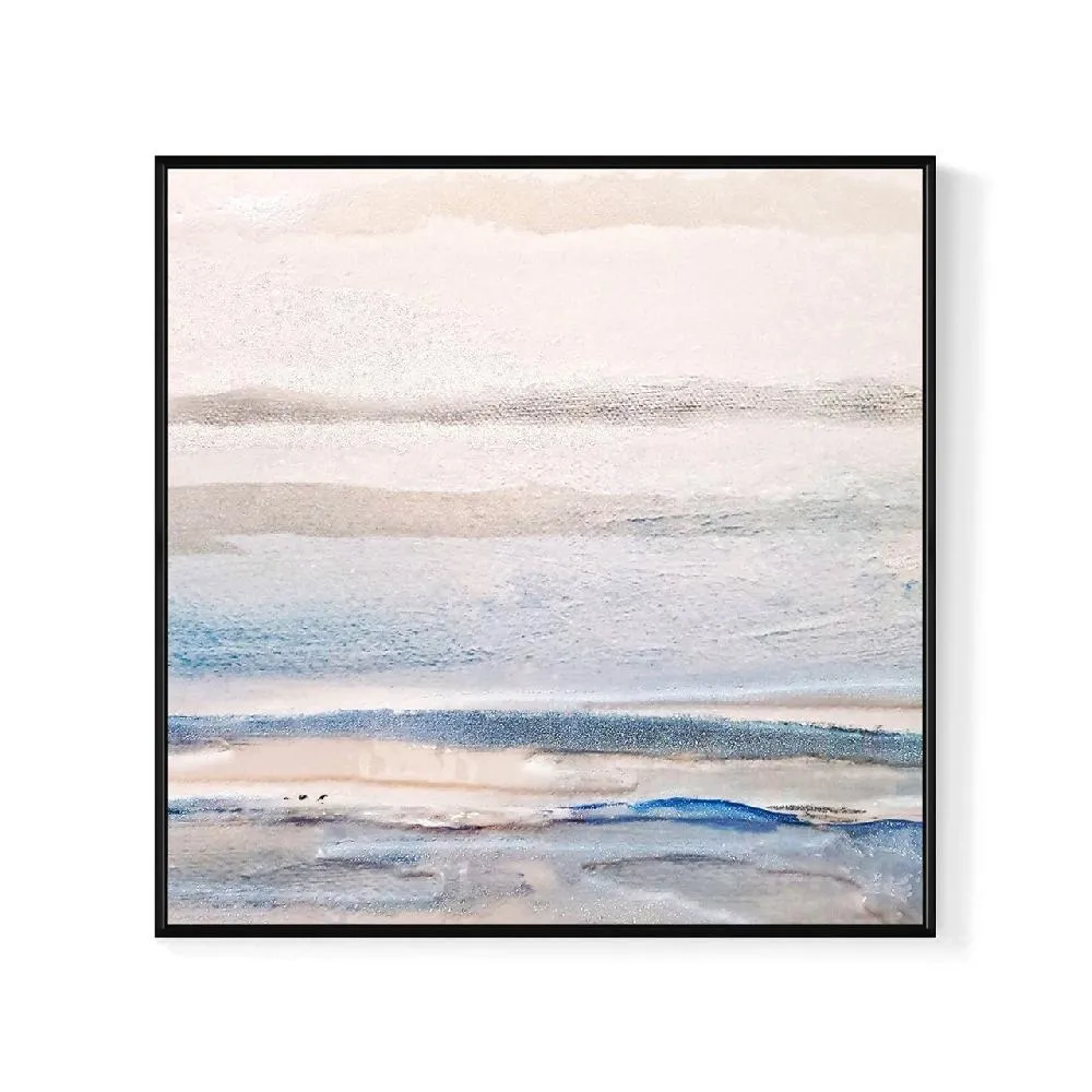 【菠蘿選畫所】蔚藍夢境-40x40cm(海洋抽象掛畫/療癒掛畫/客廳掛畫/臥室掛畫/邊櫃擺設/北歐掛畫)