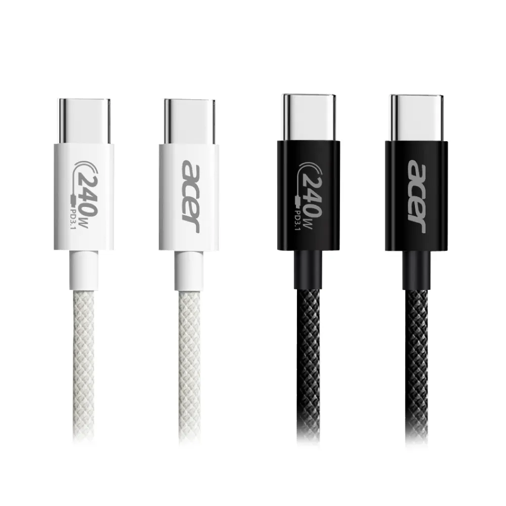 【Acer 宏碁】Type-C to Type-C PD 240W 1M 快速充電傳輸線 (採用USB IF TID認證插頭與芯片)