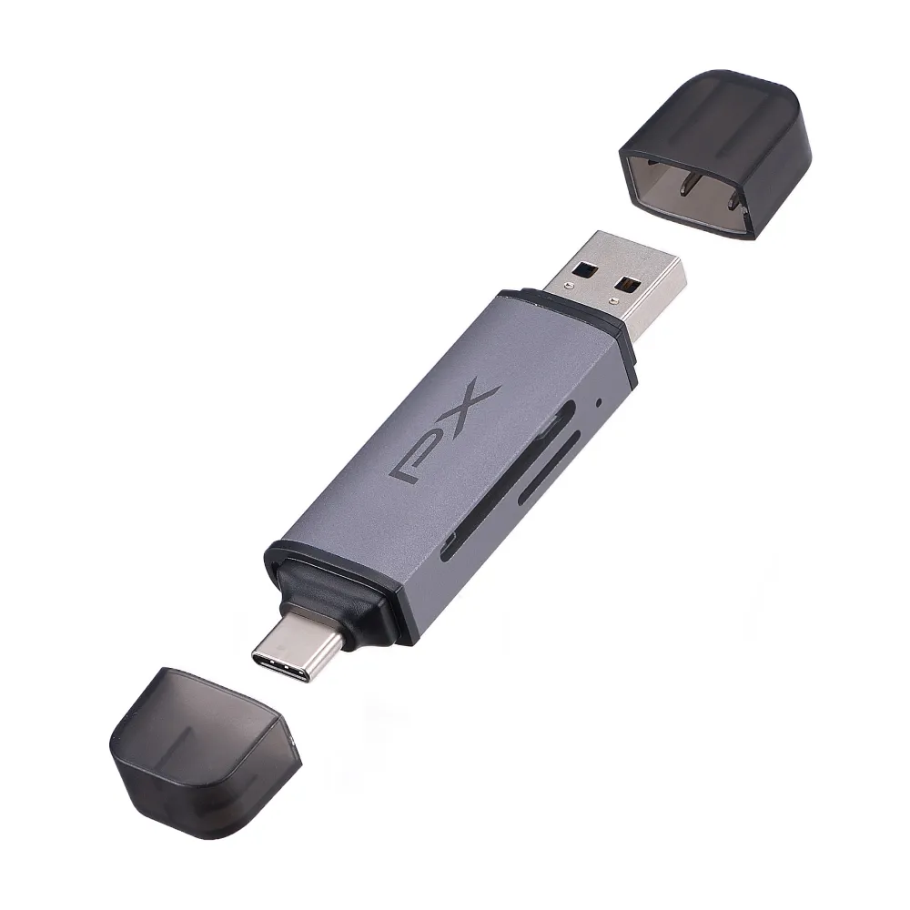 【PX 大通】★CS3-D USB-A/Type-C 轉 SD/TF3.0雙介面2合1高速讀卡機 (SD/micro SD雙用/104 MB/s傳輸速度)