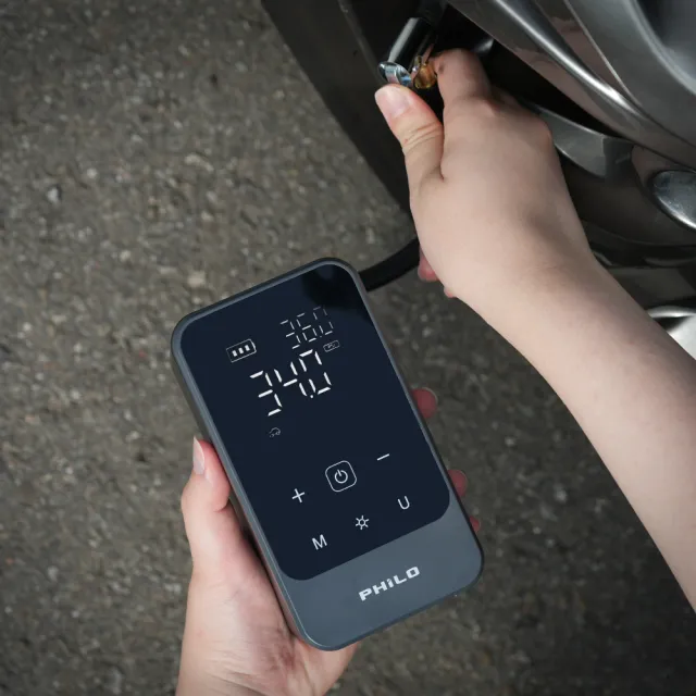 【Philo 飛樂】救車補氣不求人！TP16 有線無線頂規打氣機 4500mAh(充飽自停/接點菸孔/休旅可用/10秒補胎壓)