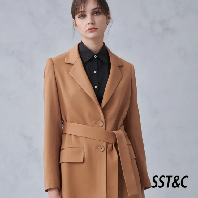【SST&C】女裝 暗金菊色後綁帶翻領外套8162211005(雙11精選)