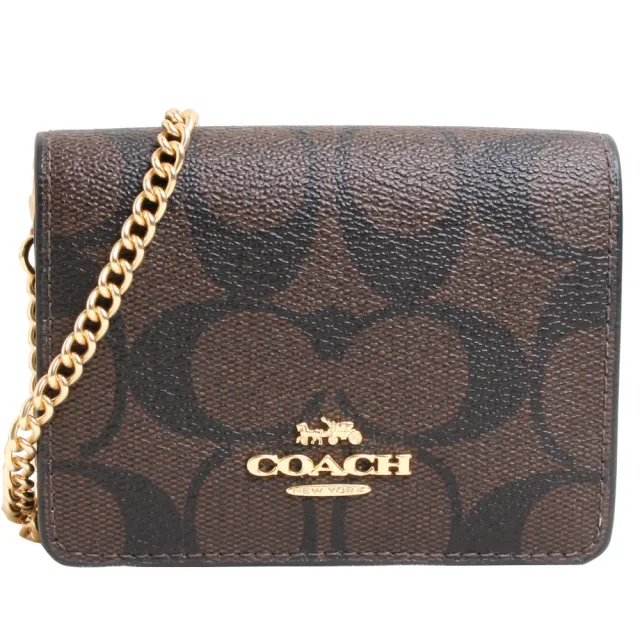 【COACH】防刮皮革翻蓋鍊帶口紅零錢包(多款任選)