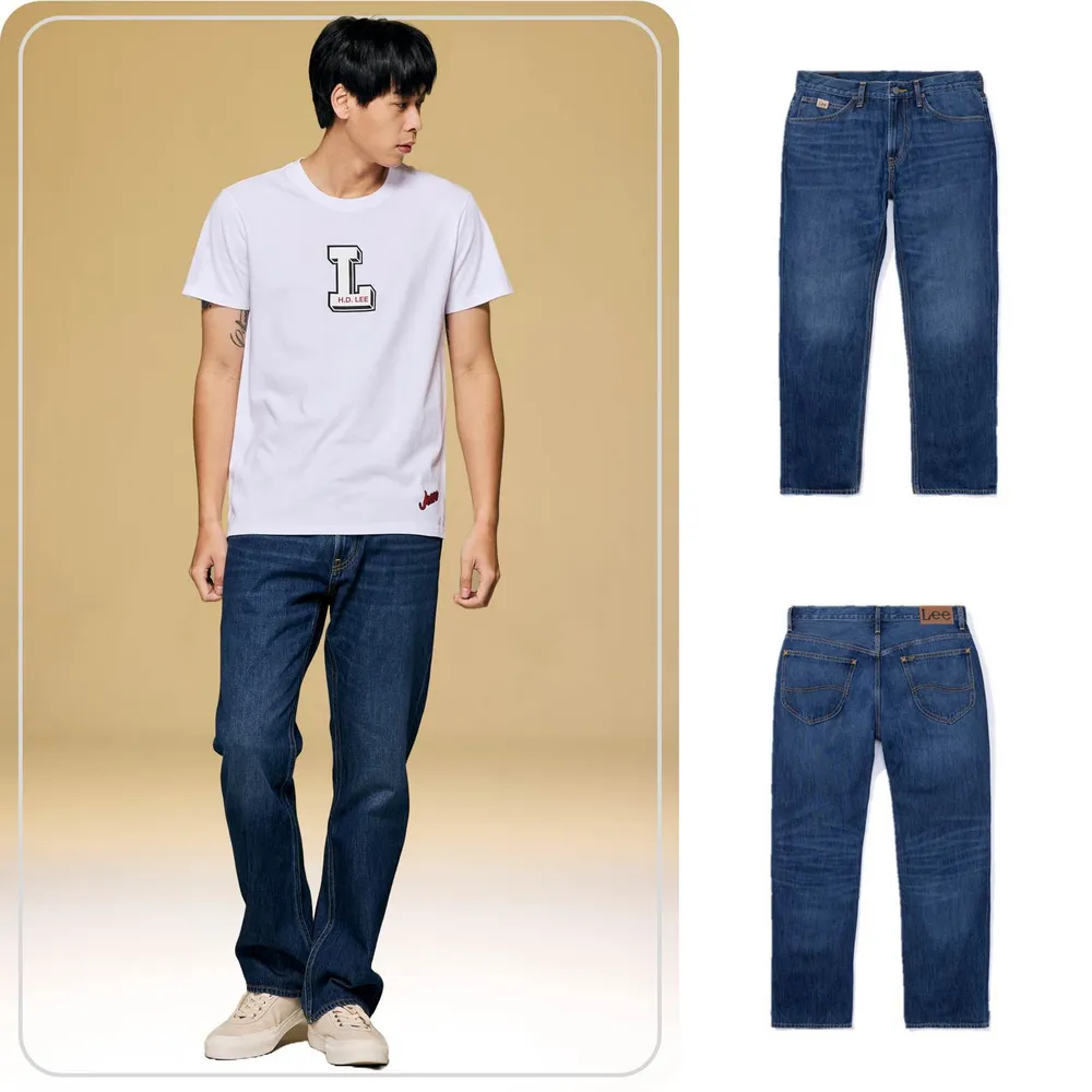 【Lee】男裝 牛仔褲 / 743 中腰舒適直筒 中藍洗水(LB417024281)