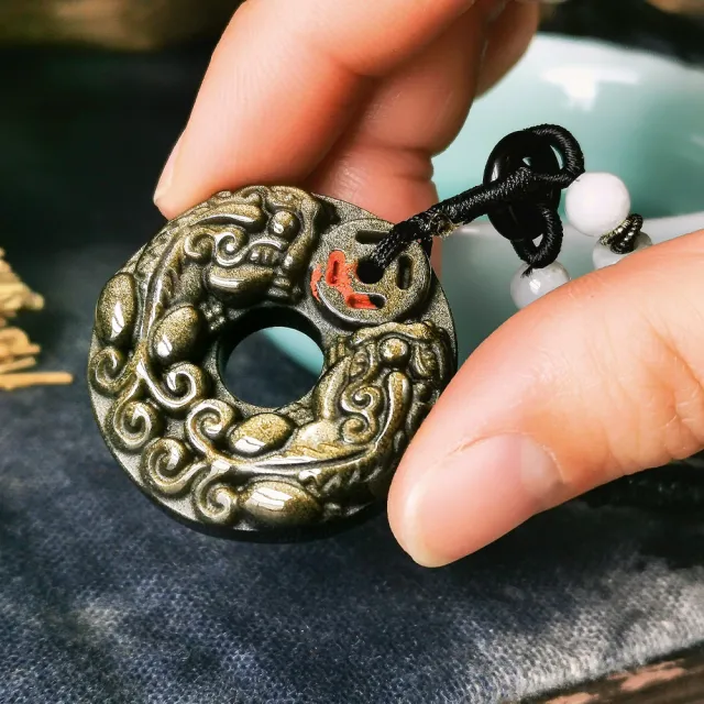 【財神小舖】富貴圓滿 金曜石貔貅項鍊(已開光 鬼月 中元普渡 黑曜石金曜石)