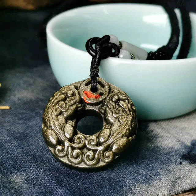 【財神小舖】富貴圓滿 金曜石貔貅項鍊(已開光  黑曜石金曜石)