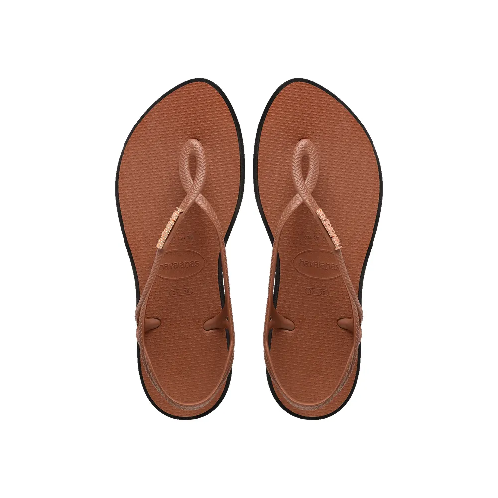 【havaianas 哈瓦仕】涼鞋 女鞋 夾腳拖 拖鞋 尖頭 Luna Point 咖啡色 4149921-1696W (哈瓦士)